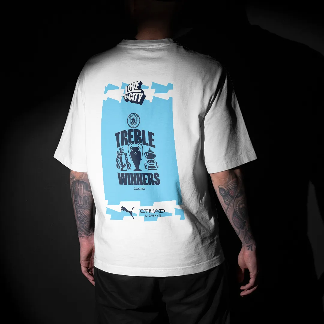 Treble Winners : Manchester City Graphic Printed Unisex Oversized T-shirt