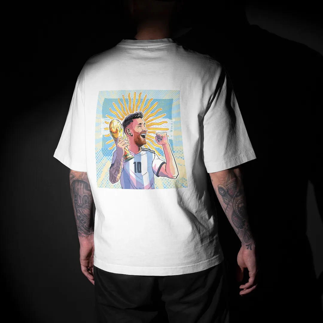 Lionel Messi Champion Graphic Printed Unisex Oversized T-shirt