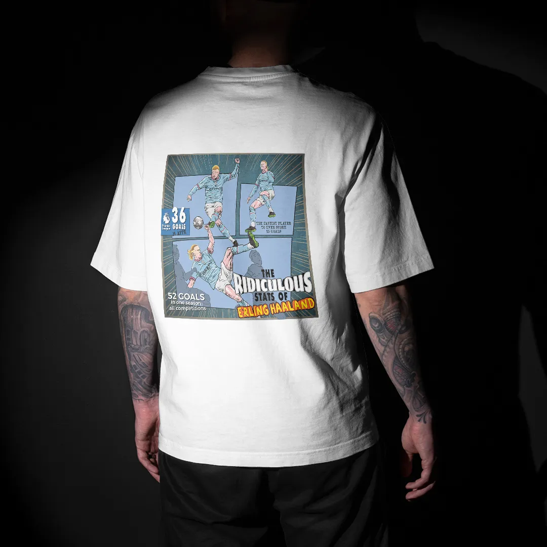 Haaland Comics : Manchester City Graphic Printed Unisex Oversized T-shirt