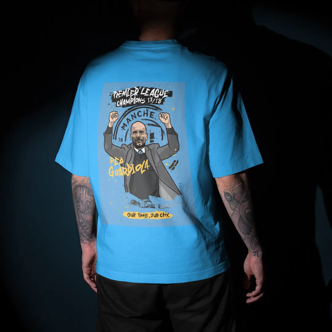 Pep Guardiola : Manchester City Graphic Printed Unisex Oversized T-shirt