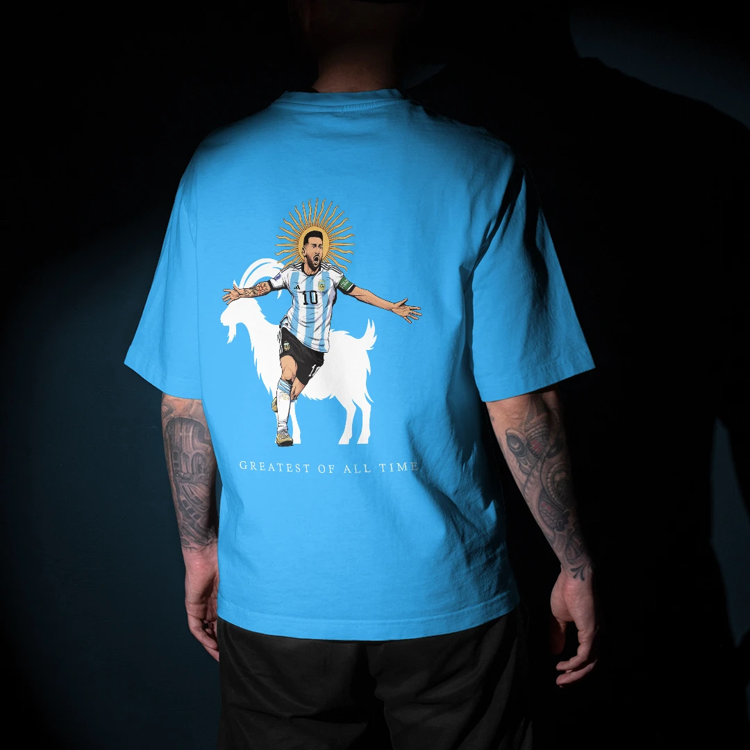 Lionel Messi GOAT Graphic Printed Unisex Oversized T-shirt