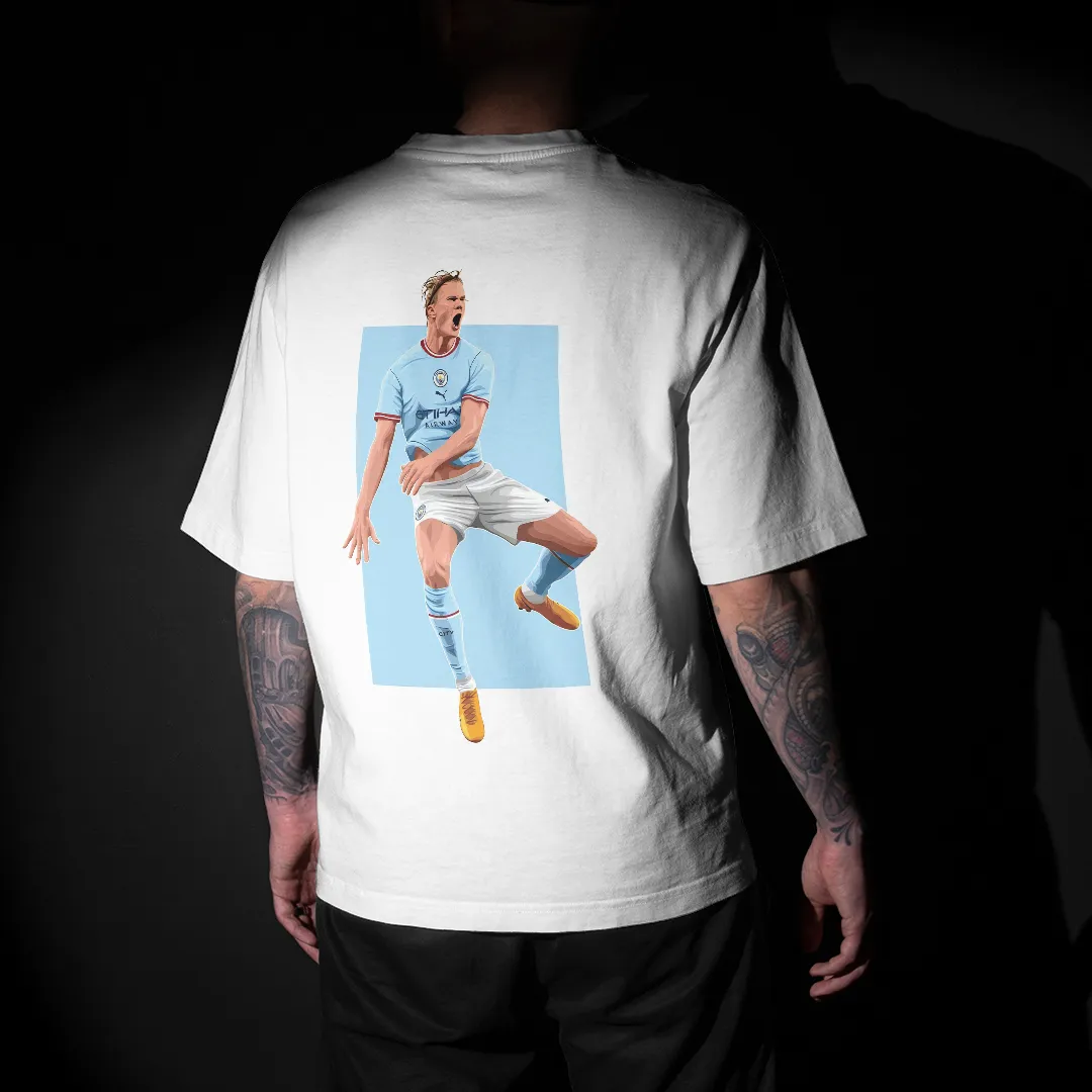 Erling Haaland : Manchester City Graphic Printed Unisex Oversized T-shirt