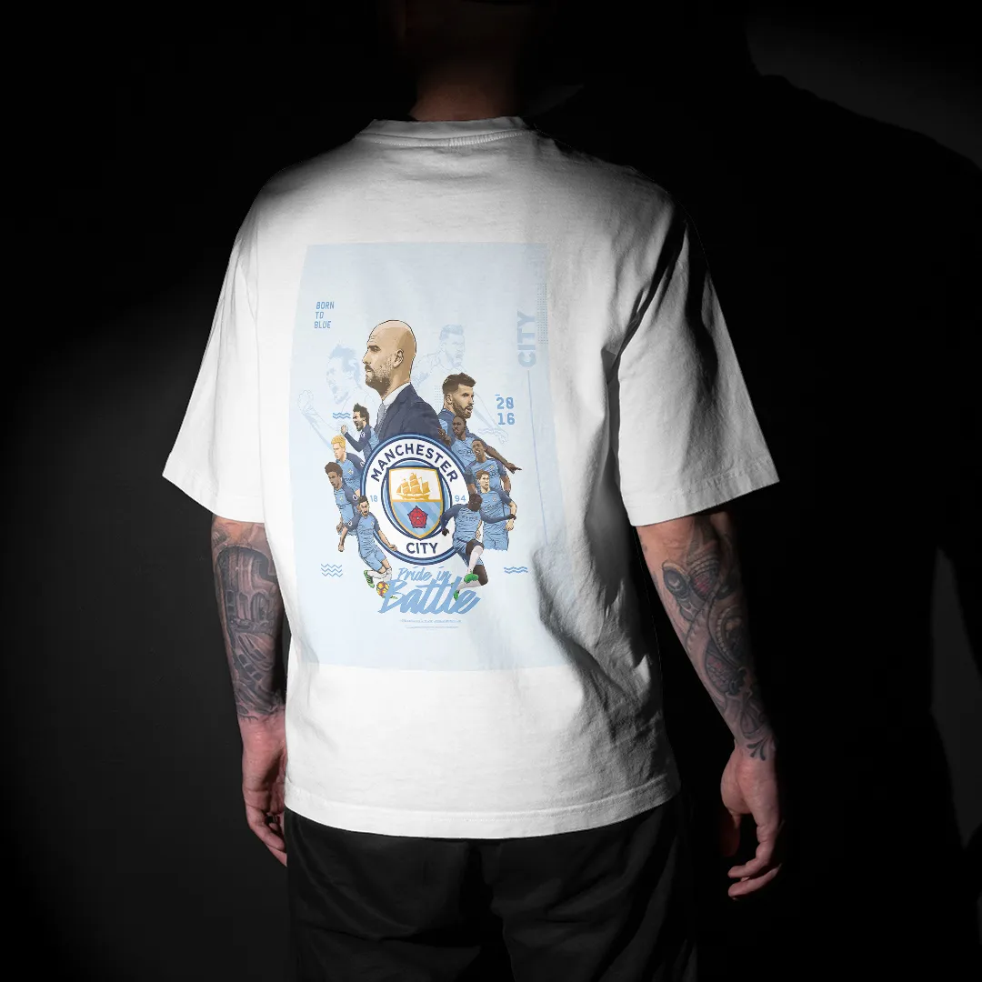 Pride In Battle : Manchester City Graphic Printed Unisex Oversized T-shirt