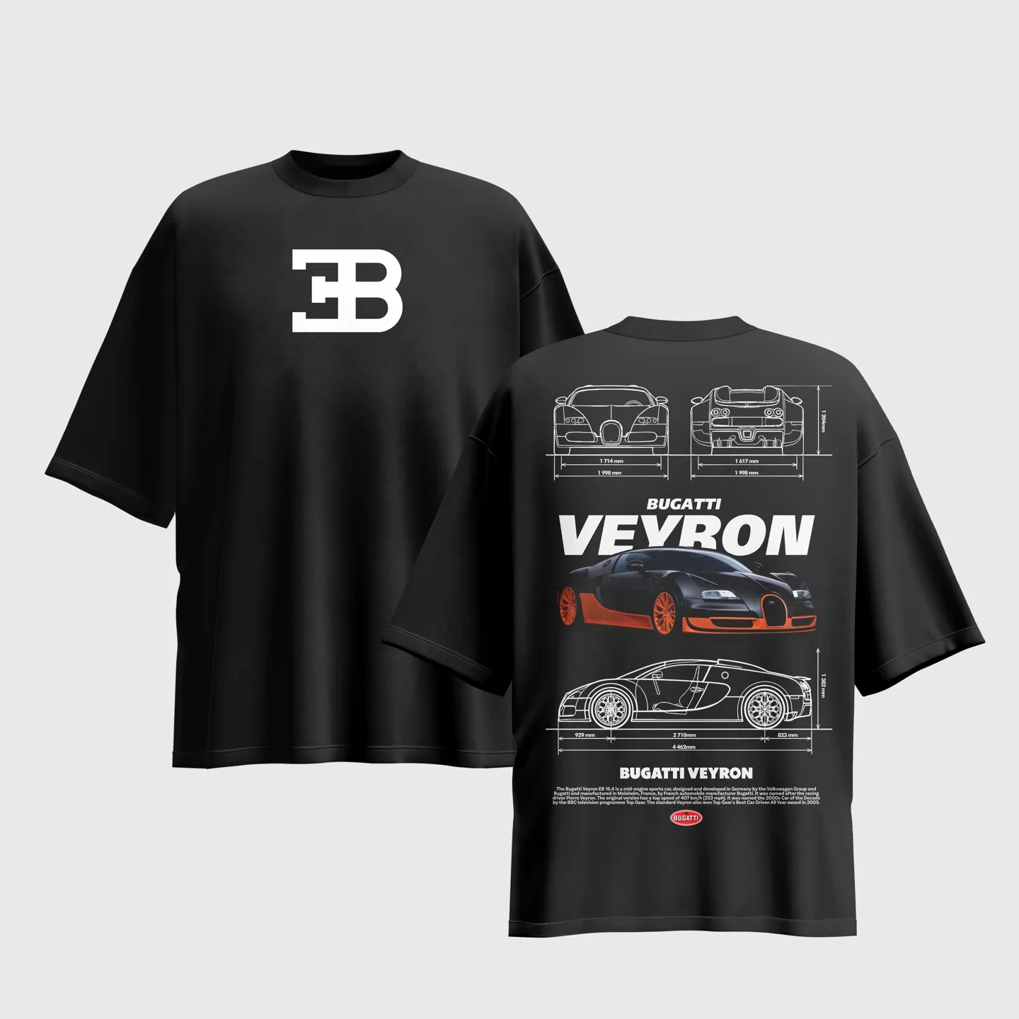 BUGATTY Graphic Printed Unisex Oversized T-shirt