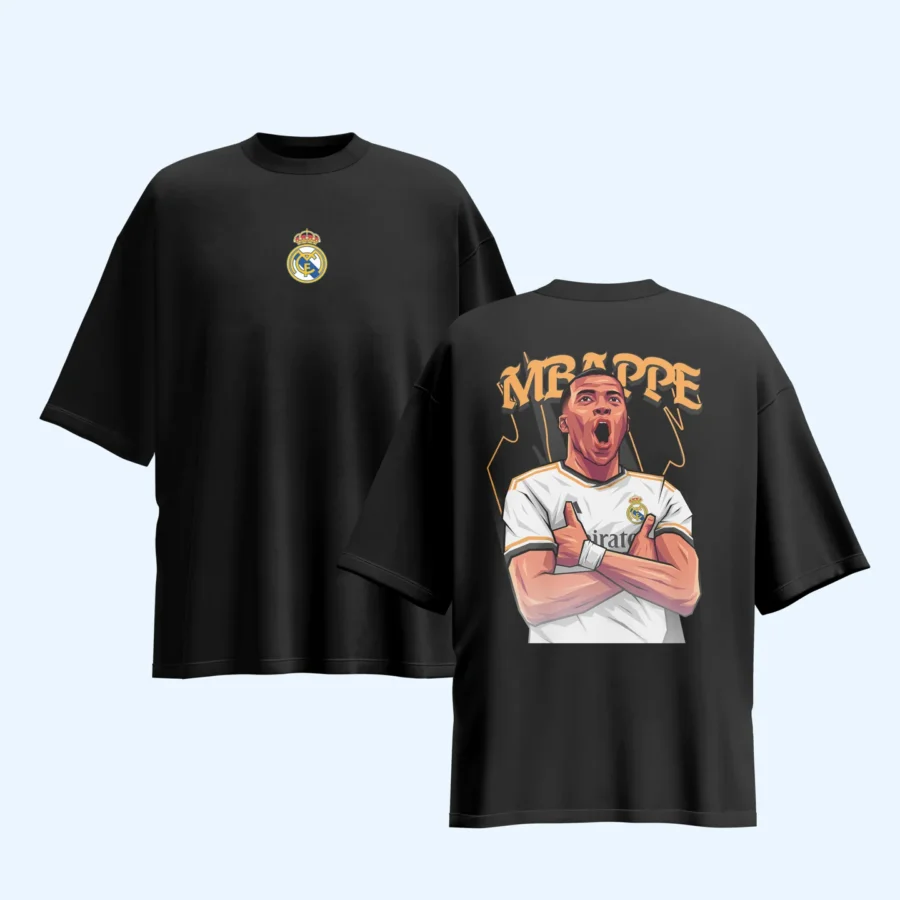 Mbappe: Real Madrid Graphic Printed Unisex Oversized T-shirt