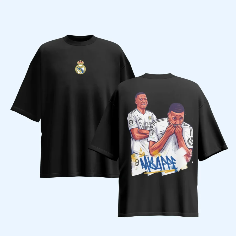 Mbappe 9: Real Madrid Graphic Printed Unisex Oversized T-shirt