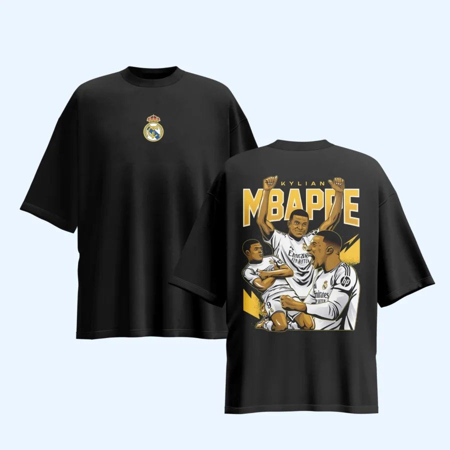 Kylian Mbappe 9: Real Madrid Graphic Printed Unisex Oversized T-shirt