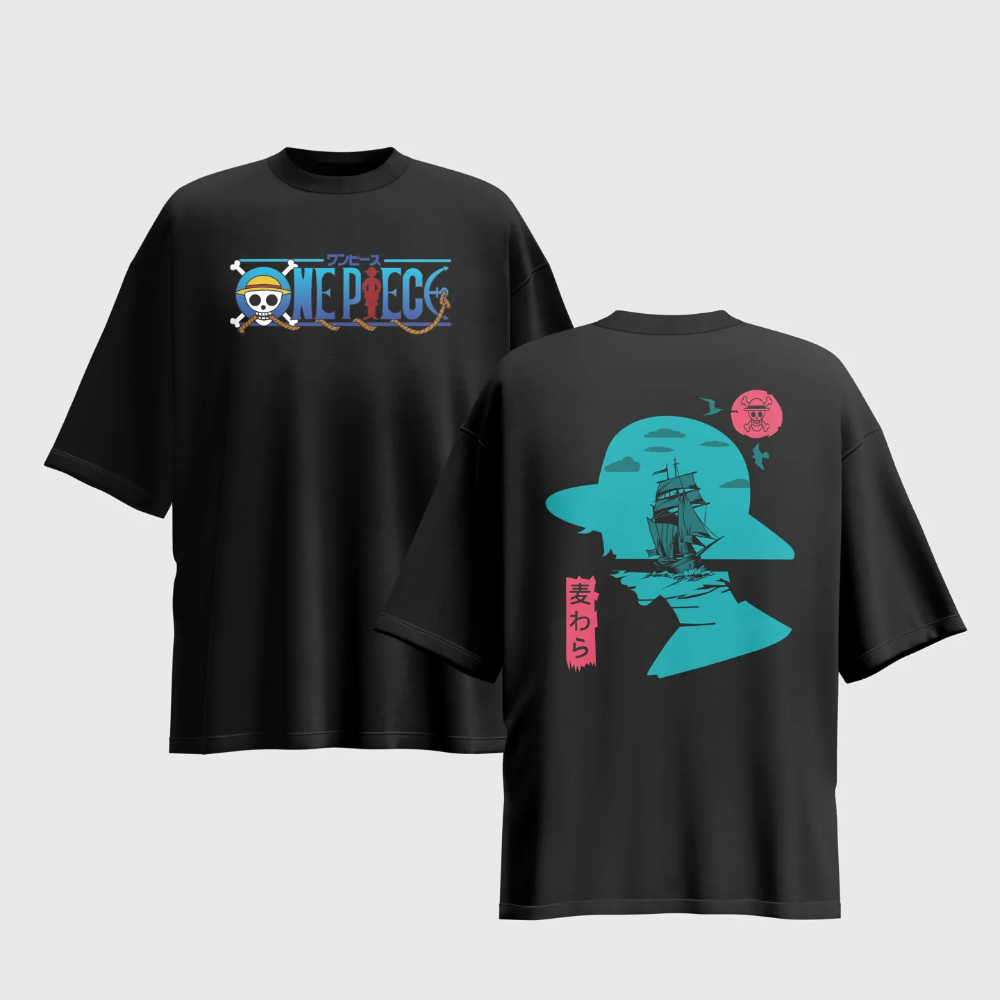 One Piece Anime Graphic Printed Unisex Oversized T-shirt