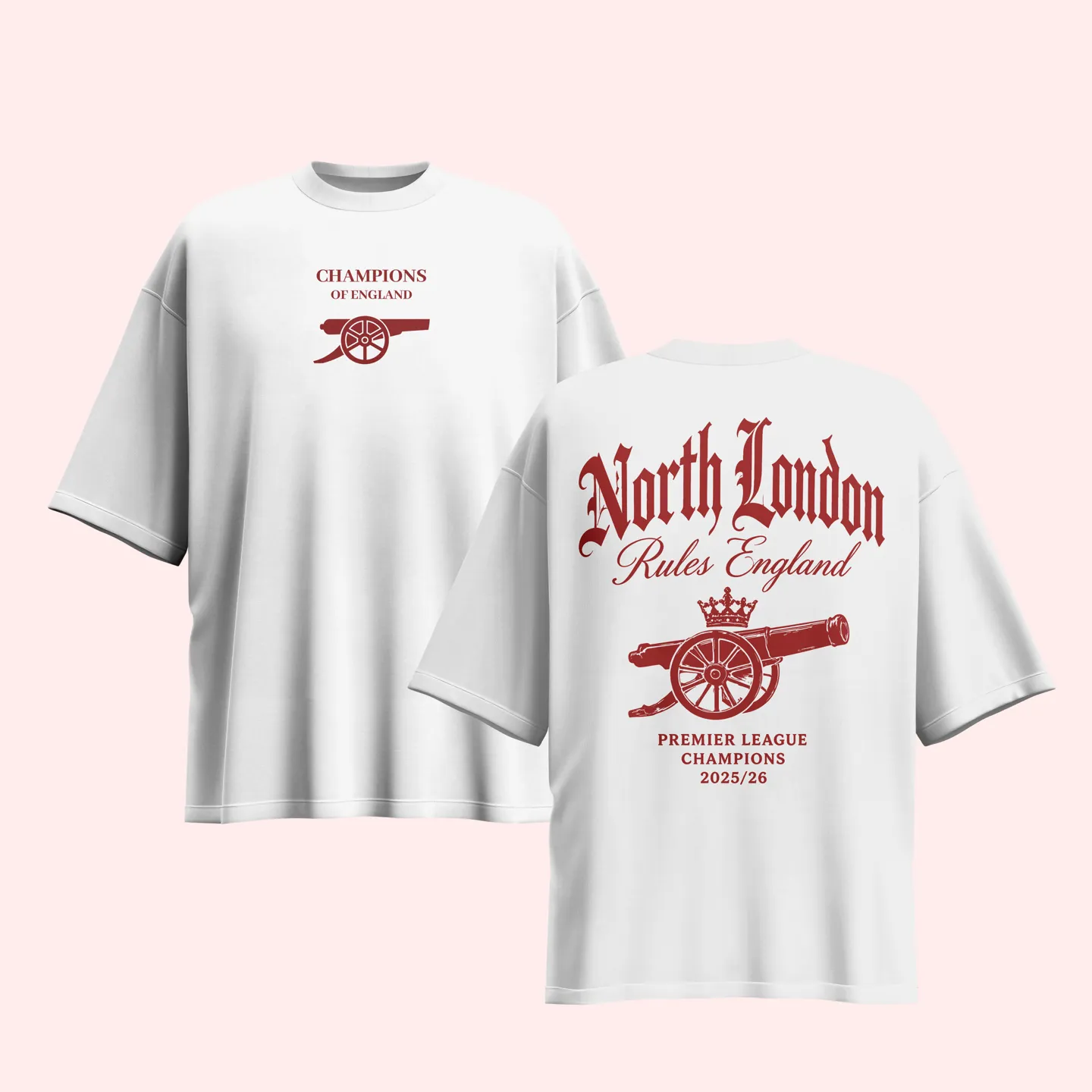Champions 25-26: Arsenal Printed Unisex Oversized T-shirt